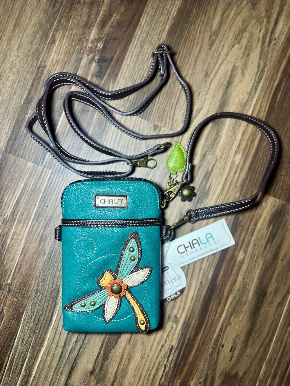 CHALA Dragonfly Cell Phone Crossbody Purse Teal Turquoise NWT Convertible